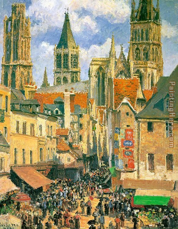 The Old Market at Rouen painting - Camille Pissarro The Old Market at Rouen art painting